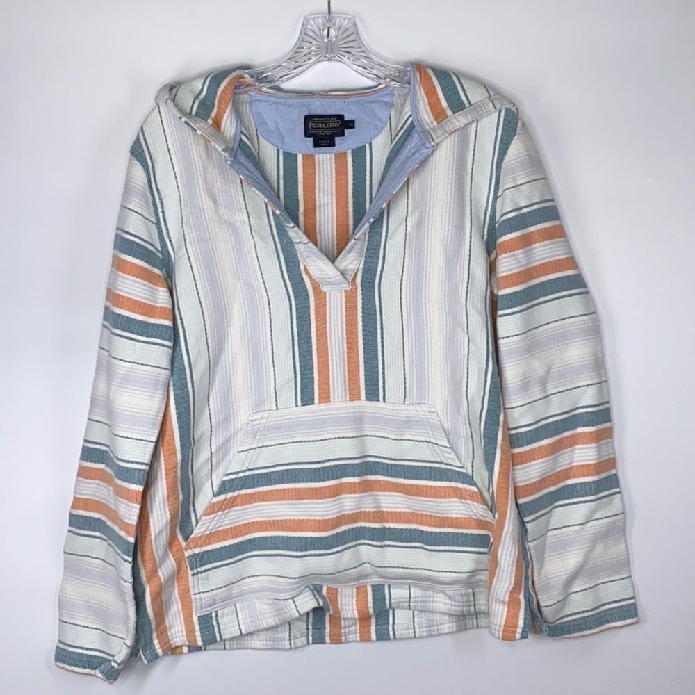 Pendleton Surf Stripe Hooded Pullover Sweatshirt Size Medium